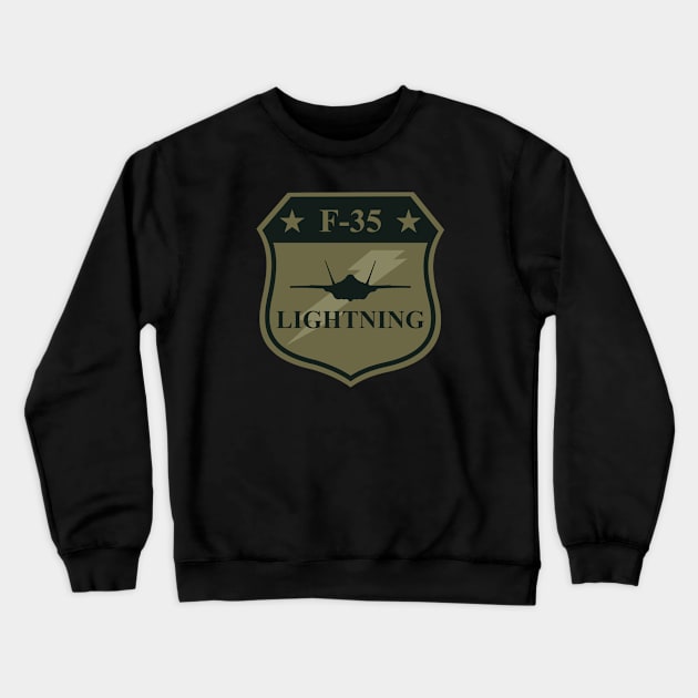 F-35 Lightning Patch (subdued) Crewneck Sweatshirt by TCP